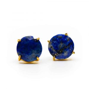 Boucles d'Oreilles en Pierre Précieuse Lapis Lazuli - Argent 925 et Plaqué Or