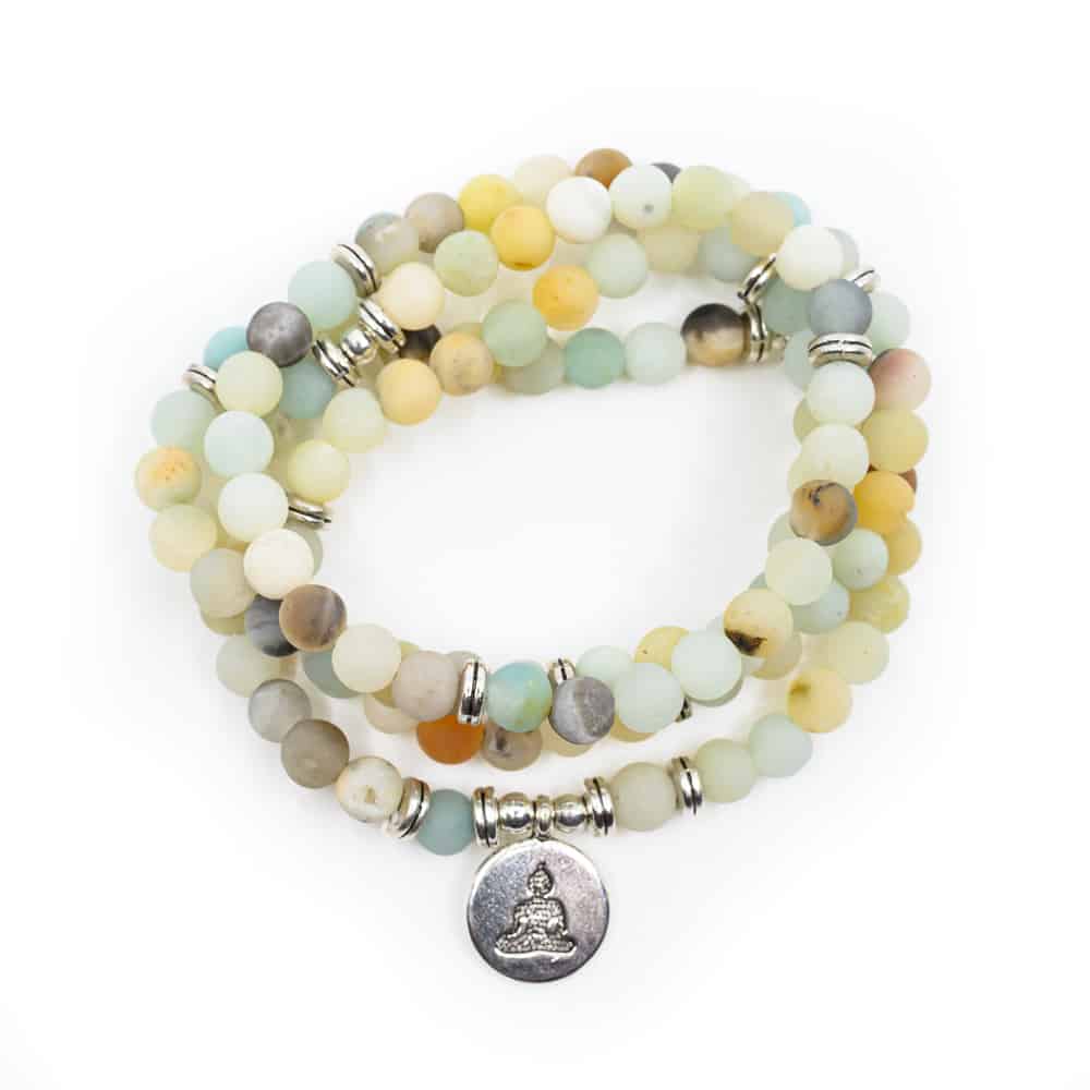 Bracelet Pierre Précieuse Amazonite avec Bouddha (perles de 6 mm)