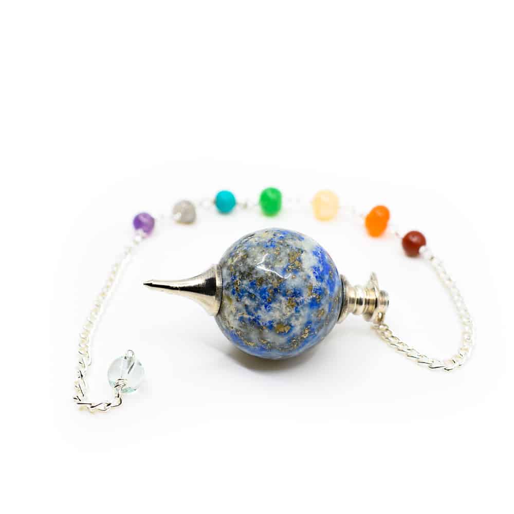 Pendule Sphère Lapis Lazuli avec Petites Perles en Pierres Précieuses