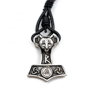 Bracelet Viking Marteau de Thor avec Tête de Renard et Runes