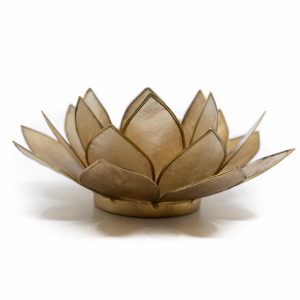 Photophore Lotus Fumé - Contours Dorés
