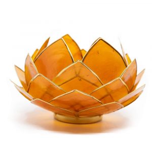 Photophore Lotus Orange / Contours Dorés - Grand Format