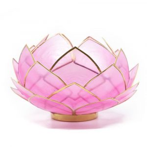 Photophore Lotus Rose - Contours Dorés - Grand Format