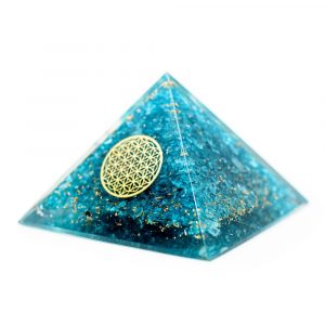 Pyramide Orgonite / Topaze - Fleur de Vie - Bleu (70 mm)