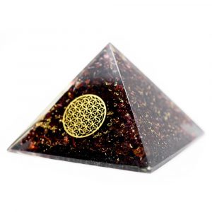 Pyramide Orgonite / Grenat - Fleur de Vie (70 mm)
