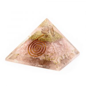 Pyramide Orgonite Quartz Rose - Spirale en Cuivre (40 mm)