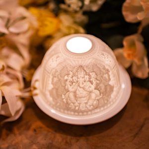 Photophore Dôme Biscuit en Porcelaine - Ganesha