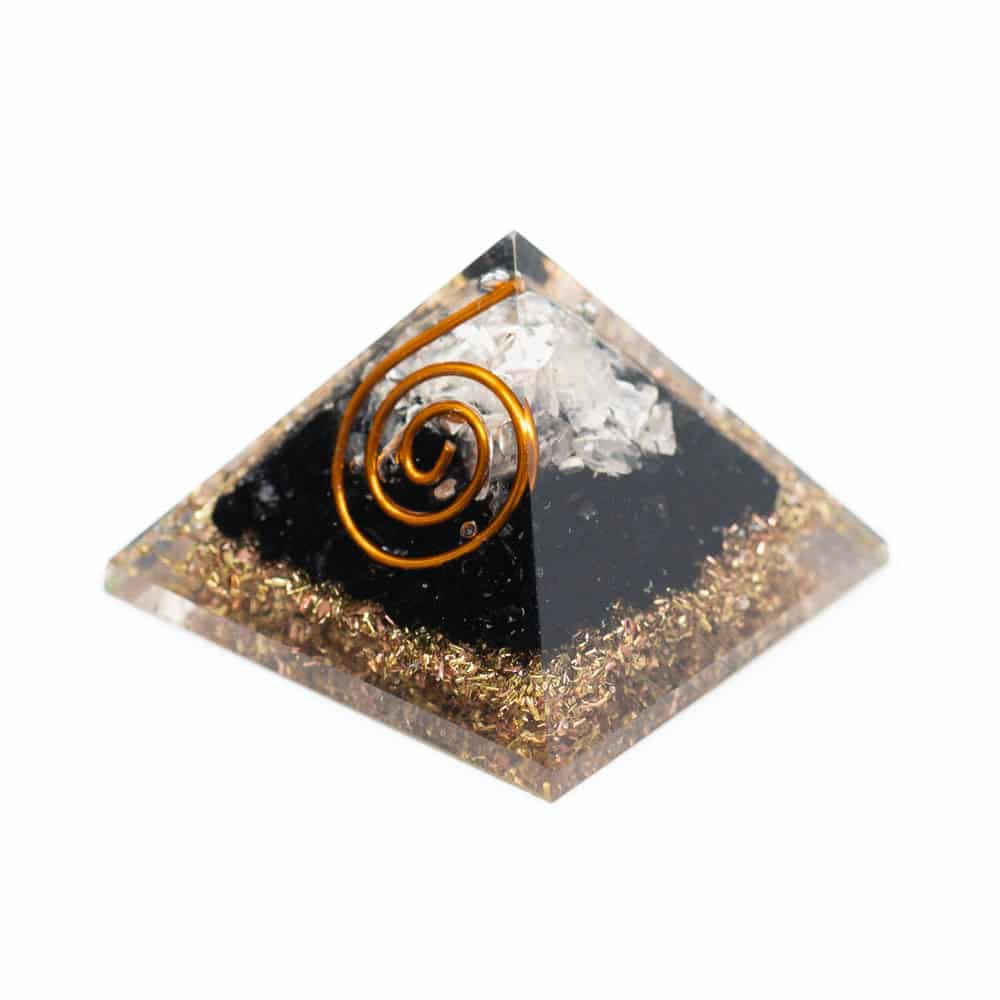 Mini Pyramide Orgonite / Tourmaline Noire / Cristal de Roche (25 mm)