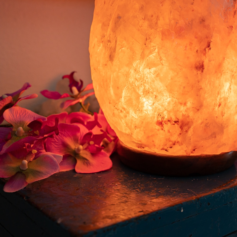 Lampe en sel rose de l'Himalaya de Globe Electric avec base en bois, 7 po  89797