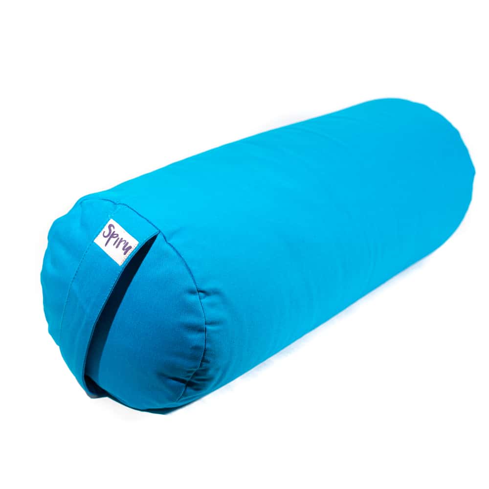 Traversin de Yoga Turquoise Rond en Coton - Uni - 59 x 21,5 cm