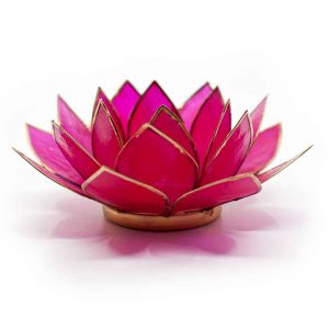 Photophore Lotus Fushia - Contours Dorés