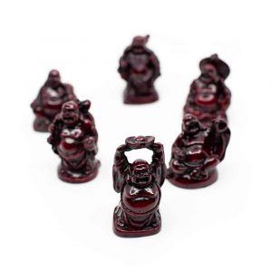 Lot de 6 Figurines Happy Bouddhas Polyrésine Rouges - environ 5 cm
