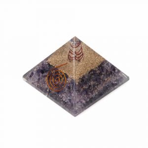 Pyramide Orgonite Améthyste - Spirale Cuivre - (70 mm)