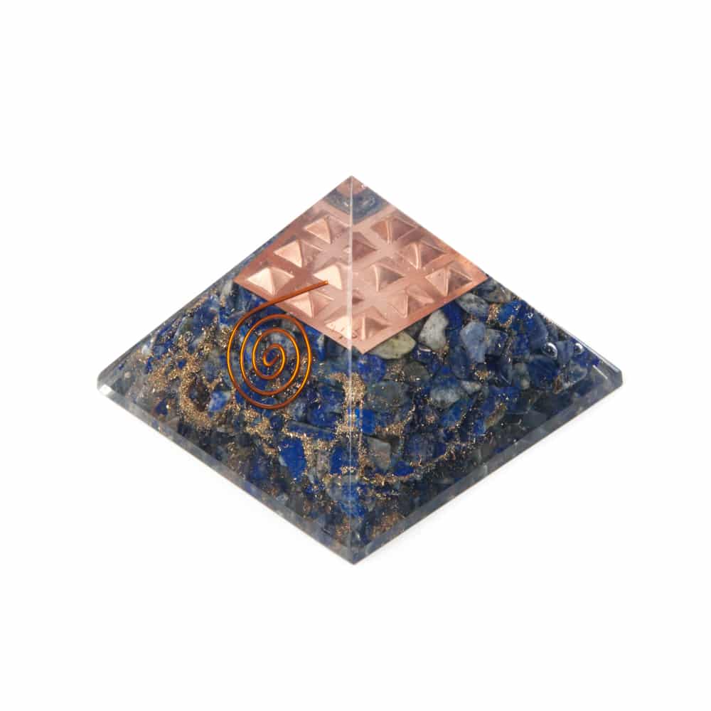Pyramide Orgonite / Lapis Lazuli - Spiral en Cuivre (70 mm)