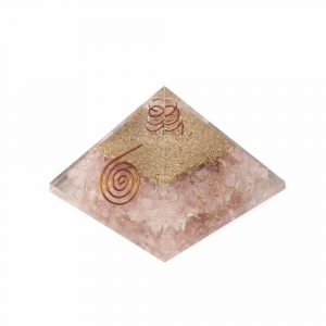 Pyramide Orgonite Quartz Rose - Spirale en Cuivre (70 mm)