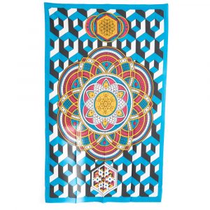 Tapisserie Authentique Mandala Formes Géométriques en Coton (215 x 135 cm)