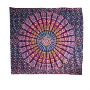 Tapisserie Authentique Mandala en Coton - Violet (240 x 210 cm)