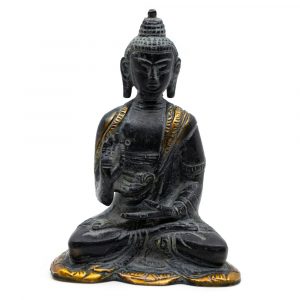 Figurine Bouddha Style Antique en Laiton - Enseignement (12 cm)