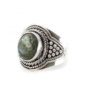 Bague Séraphinite - Argent 925 « Fohsira » (Taille 17)