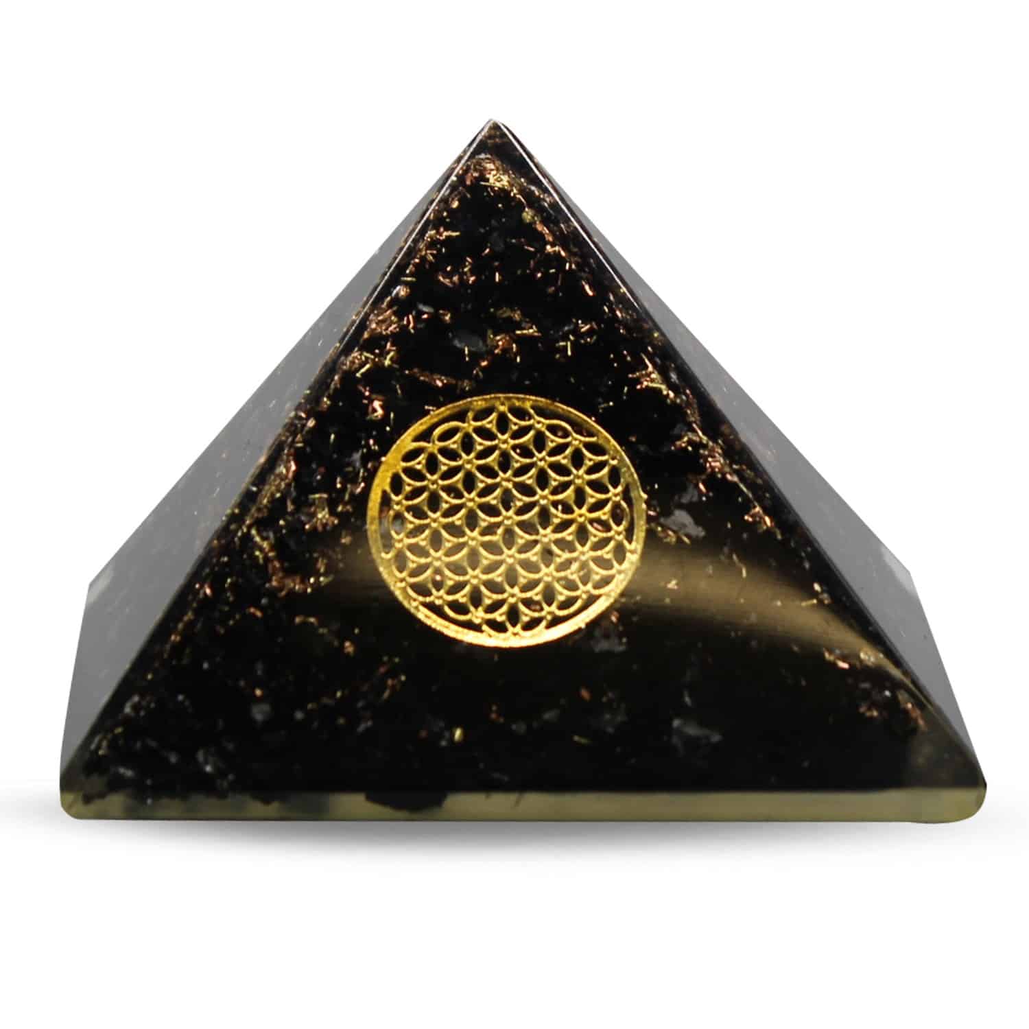 Pyramide Orgonite Tourmaline Noire - Fleur de Vie (70 mm)