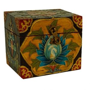 Coffre à Trésors Tibétain - Motif Floral (12,7 x 9,3 x 11 cm)