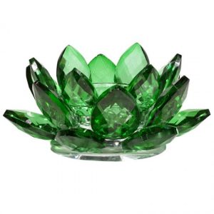 Bougeoir Lotus en Verre Cristal - Vert