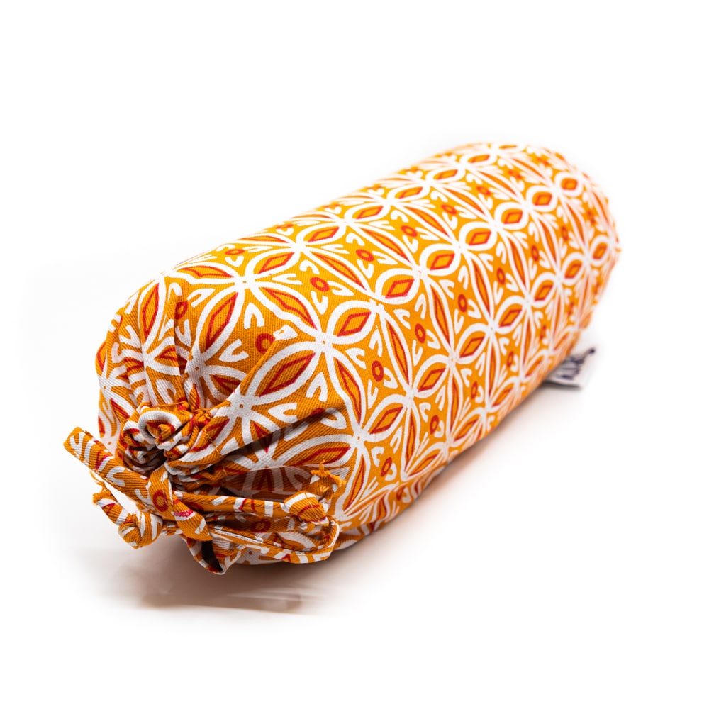 Mini Traversin de Yoga Orange Rond en Coton - 34 x 10 x 10 cm