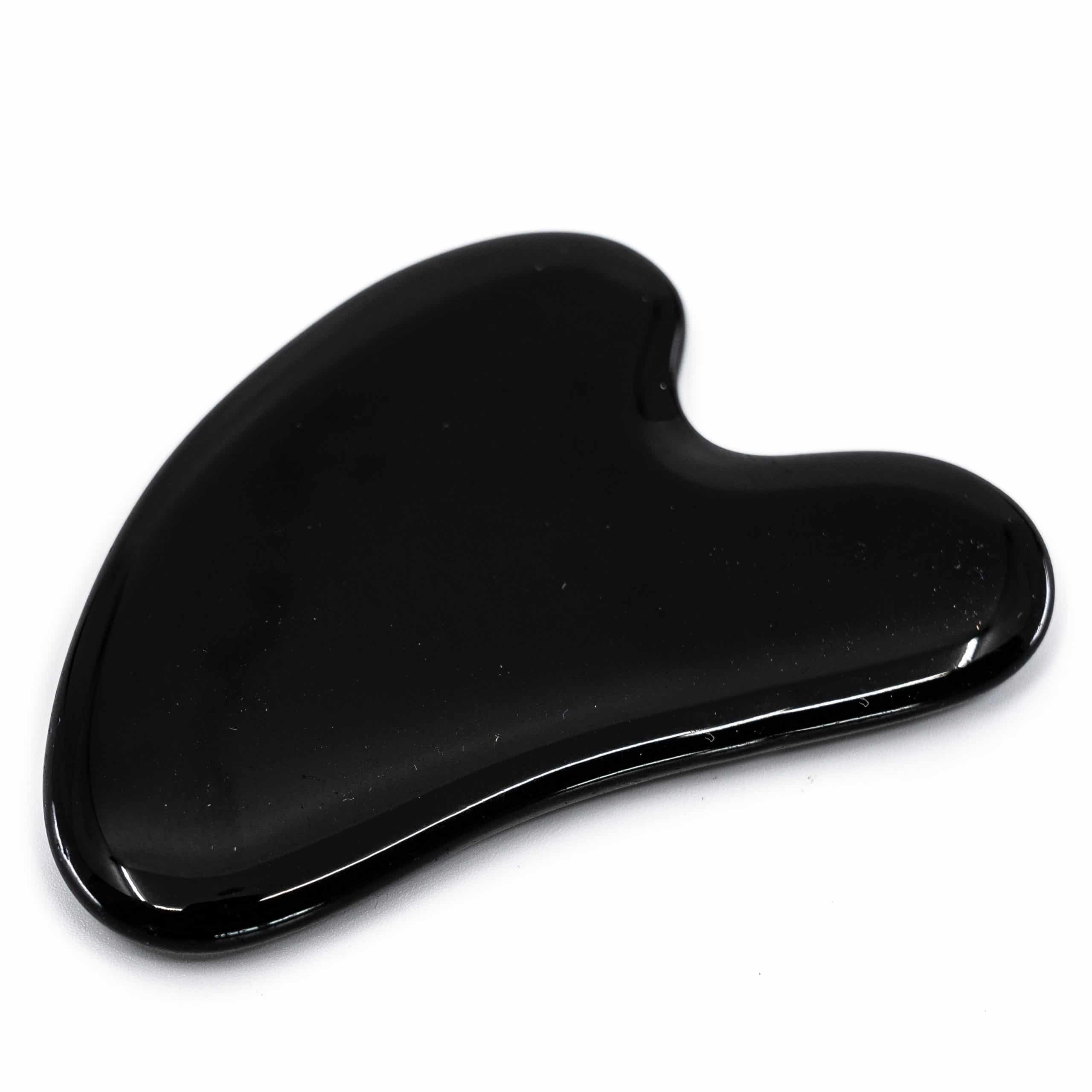 Grattoir Guasha d'Obsidienne en Forme de Coeur (80 mm)