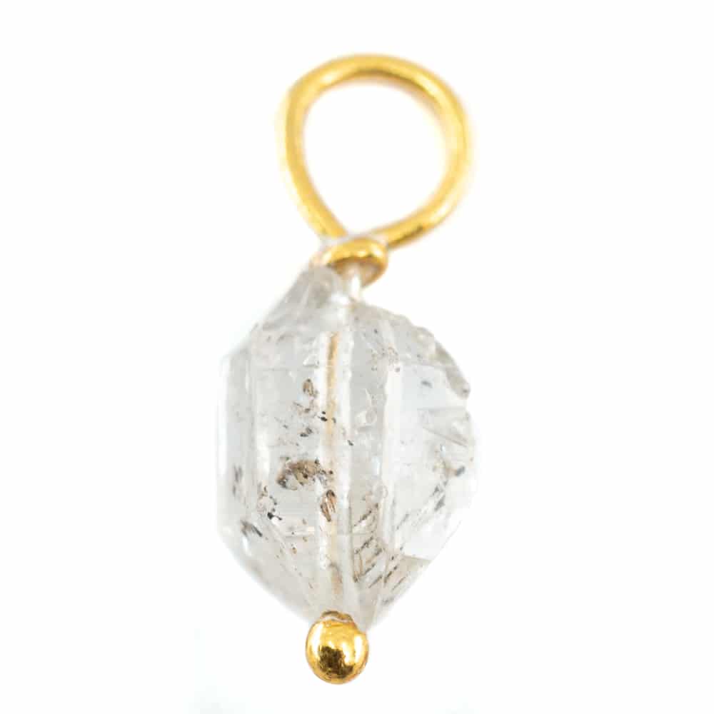 Pendentif en Diamant Herkimer Brut | Argent 925 et Plaqué Or (8 - 12 mm)