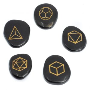 Pocketstone Black Jasper 'Sacred Geometry' - 5 pierres