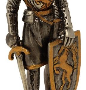 Figurine Chevalier avec Épée et Bouclier en Laiton - Peinte à la Main (10 cm)