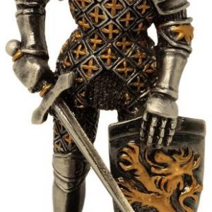 Figurine Chevalier avec Épée et Bouclier en Laiton (10 cm)