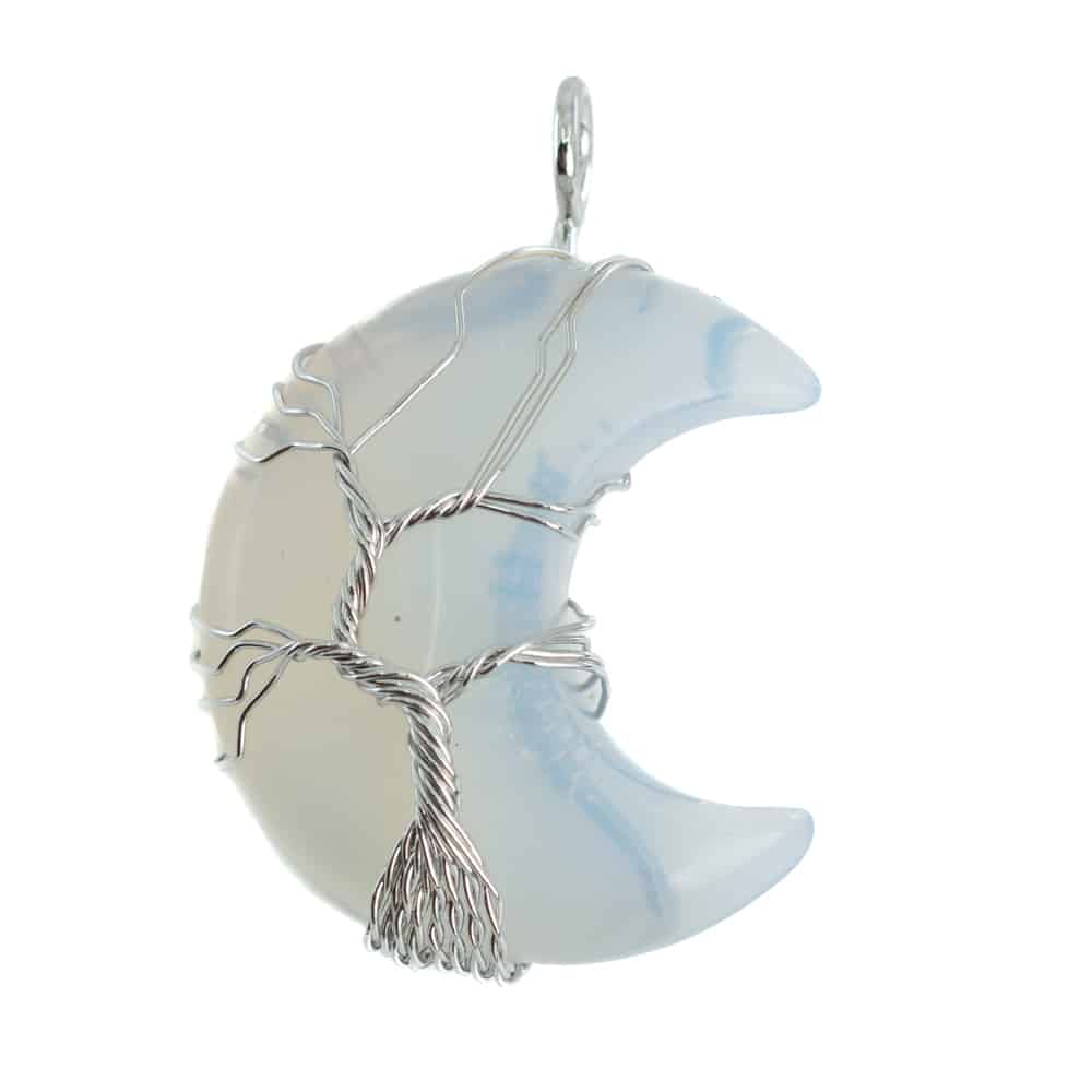 Pendentif Opaline - Arbre de vie - Lune (4 cm)
