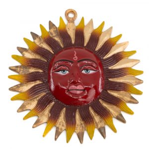 Pendentif décoratif Soleil peint à la main (18 cm)