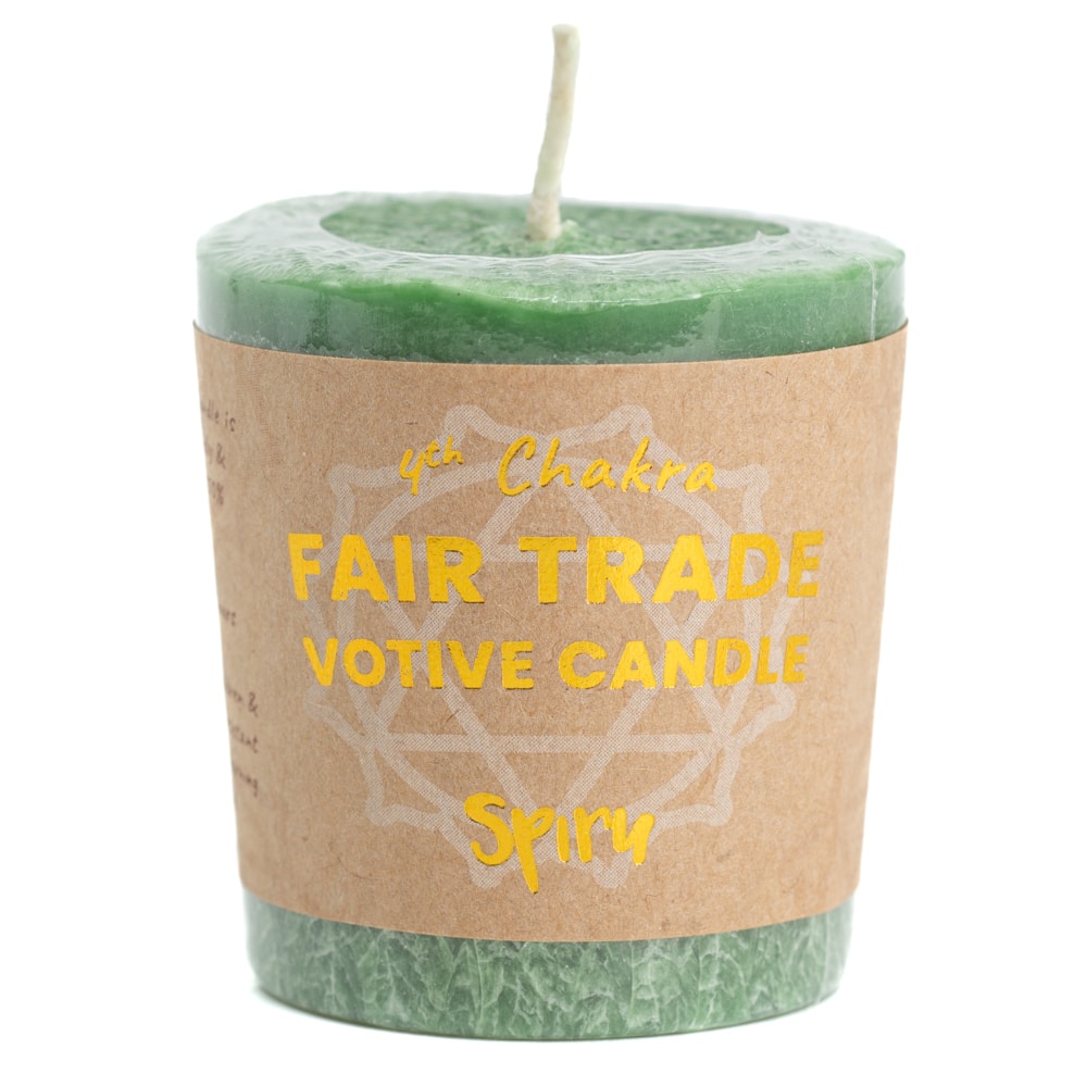 Bougie Votive Chakra du Cœur (4e Chakra) - Fair Trade - Verte (10 Heures de Combustion)