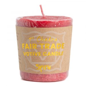 Bougie Votive Chakra Racine (1er Chakra) - Fair Trade - Rouge (10 Heures de Combustion)