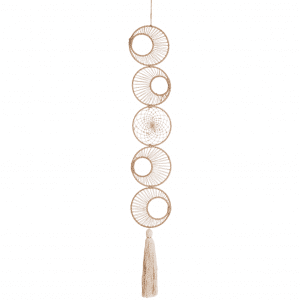 Attrape-Rêves Croissants de Lune Fabriqué à la Main - Lurex Doré Fibres Textiles Crème - Cercles - (103 cm)