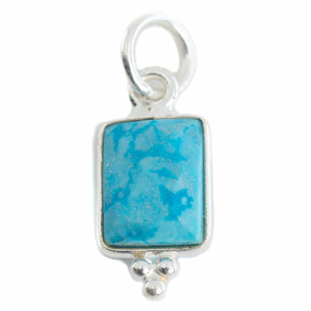 Pendentif Turquoise Rectangle - Argent - 8 mm