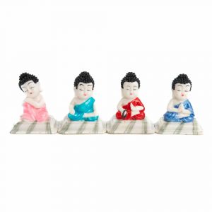 Lot de 4 Figurines Happy Bouddhas - environ 7 cm