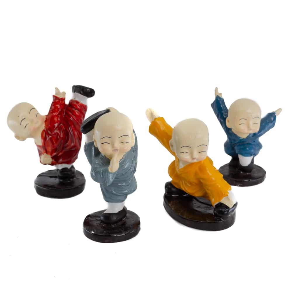 Lot de 4 Figurines Happy Buddha Karaté - environ 7 cm
