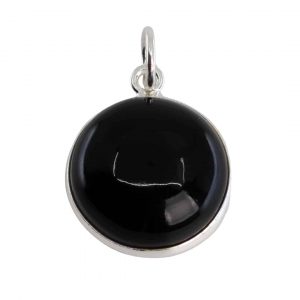 Pendentif Onyx Noir - Argent 925 - Forme Ronde (15 mm)