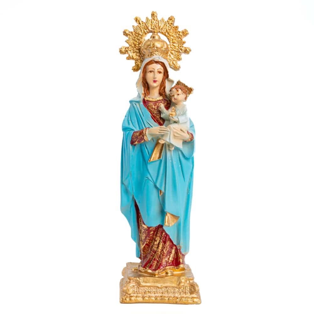 Figurine Mère Marie avec Couronne et l'Enfant Jésus - Peinte à la main (30 cm)