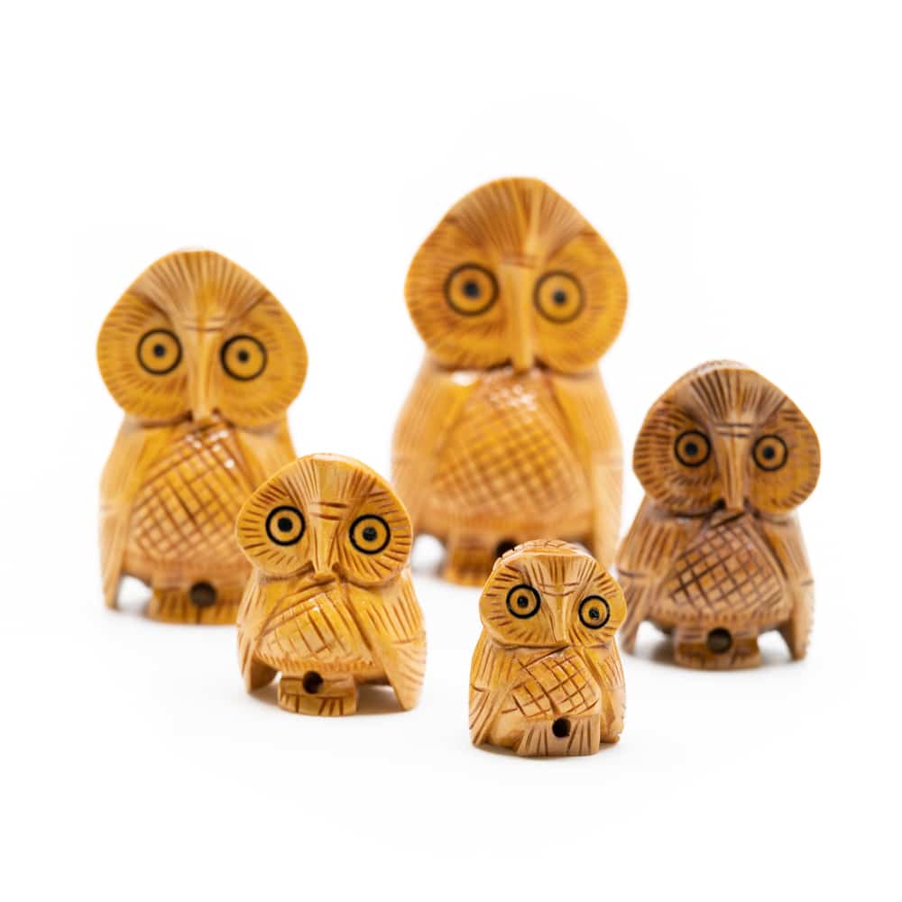 Figurines en bois Famille de hiboux (5 pièces)