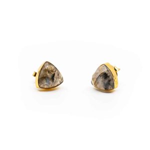 Boucles d'Oreilles Labradorite - Argent 925 Sterling Plaqué Or