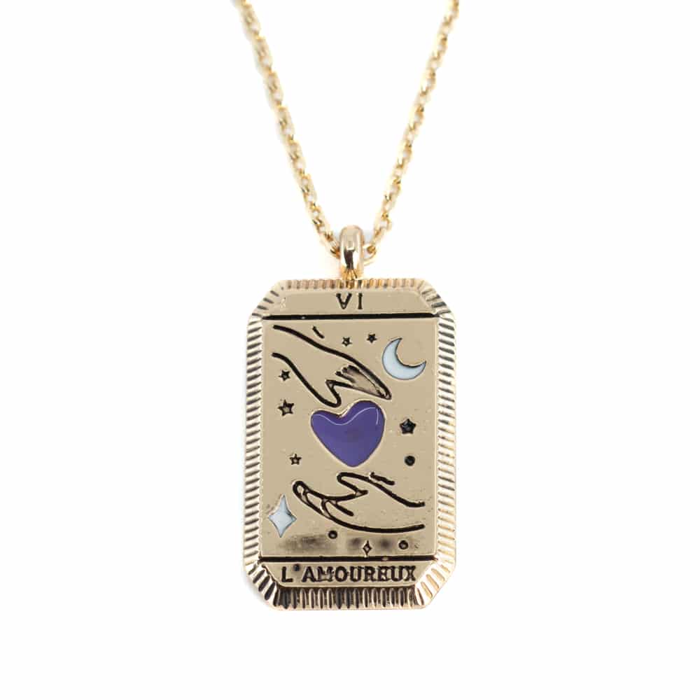 Pendentif Amulette Tarot « l'Amoureux » Laiton Doré
