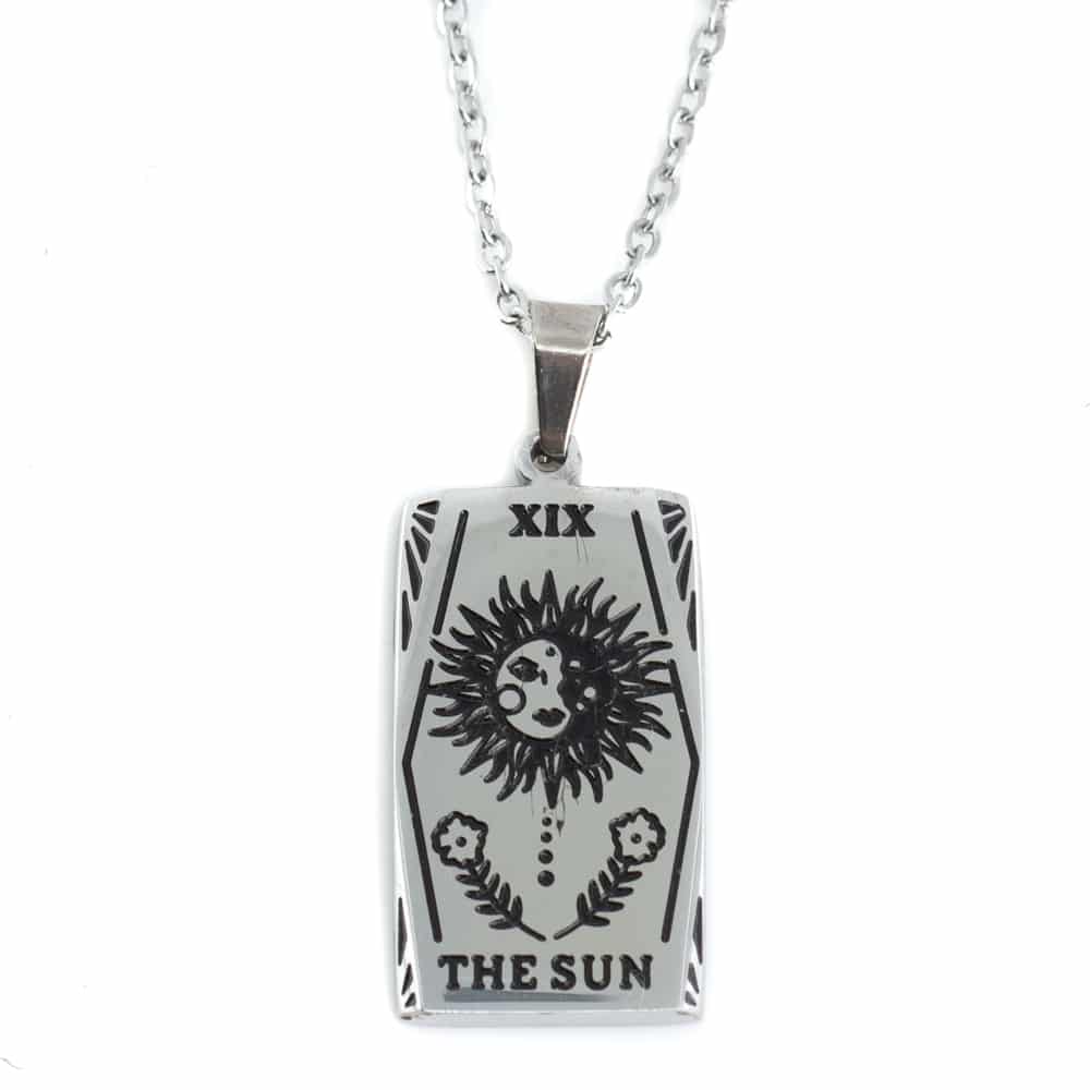 Pendentif Amulette Tarot « le Soleil » Métal Argenté - 24 mm