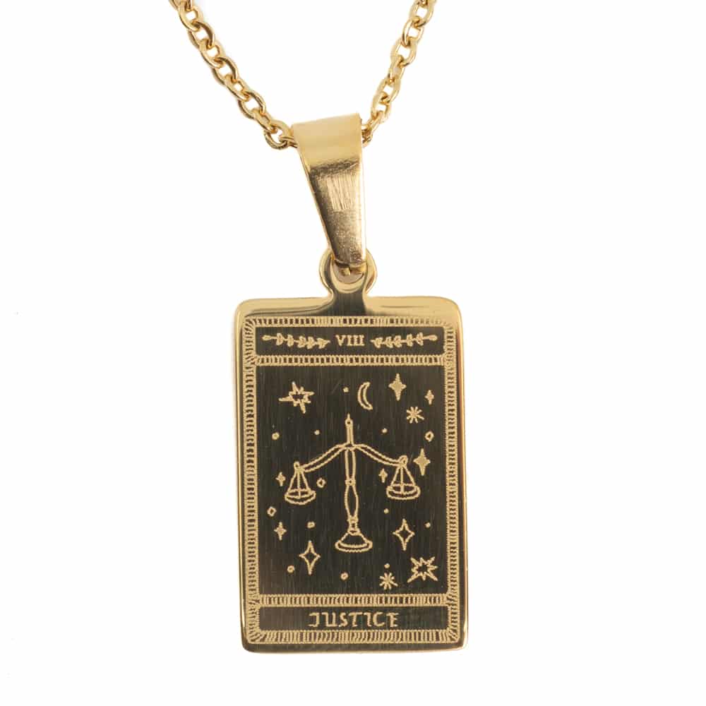 Pendentif Amulette Tarot « La Justice » Métal Doré - 18 mm