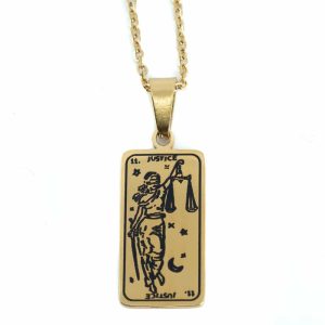 Pendentif Amulette Tarot « La Justice » Métal Doré