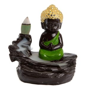 Brûleur d'Encens à Refoulement Bouddha en Méditation (95 mm) - Cônes Inclus