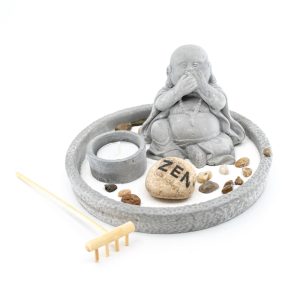 Mini Jardin Zen Japonais Rond - Bouddha Souriant (8 cm)